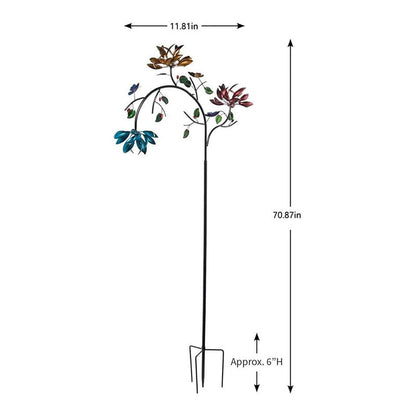 Simulert blomst og sommerfugl jernornament til hagen